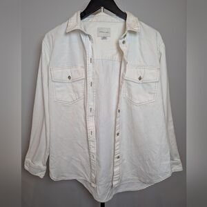 American Eagle Womens Size M White Denim Button Up Shirt